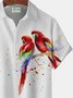 Royaura Hawaiian Parrot Print Men's Button Pocket Short Sleeve Shirt