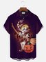 Royaura Halloween Witch Pumpkin Gradient Print Men's Button Pocket Short Sleeve Shirt