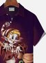 Royaura Halloween Witch Pumpkin Gradient Print Men's Button Pocket Short Sleeve Shirt