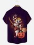 Royaura Halloween Witch Pumpkin Gradient Print Men's Button Pocket Short Sleeve Shirt