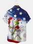 Royaura Flag Christmas Rooster Print Beach Men's Hawaiian Oversized Short Sleeve Shirt with Pockets