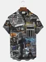 Royaura Vintage Truck Car Print Beach Men's Hawaiian Oversized Short Sleeve Shirt with Pockets