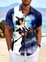 Royaura Halloween Witch Cat  Print Men's Hawaiian Bowling Shirt with Pockets