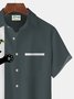 Royaura Vintage Bowling Halloween Black Cat Print Beach Men's Hawaiian Oversized Short Sleeve Shirt with Pockets