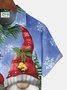 Royaura Christmas Gnomes Print Men's Hawaiian Oversized Shirt with Pockets