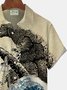 Royaura Ukiyo-e Monster Print Men's Button Pocket Short Sleeve Shirt