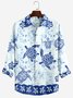 Men's Tie Dye Turtle Print Beach Hawaii Long Sleeve Shirt