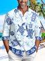 Men's Tie Dye Turtle Print Beach Hawaii Long Sleeve Shirt