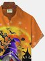 Royaura Halloween Pumpkin Print Beach Men's Hawaiian Oversized Short Sleeve Shirt with Pockets
