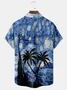 Royaura Art Star Coconut Tree Print  Men's Hawaiian Oversized Shirt with Pockets