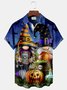 Royaura Halloween Gnomes Print Men's Hawaiian Oversized Shirt with Pockets