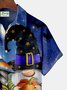 Royaura Halloween Gnomes Print Men's Hawaiian Oversized Shirt with Pockets