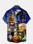 Royaura Halloween Gnomes Print Men's Hawaiian Oversized Shirt with Pockets