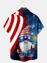 Royaura Flag Gnomes Print Men's Hawaiian Oversized Shirt with Pockets