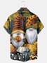 Royaura Thanksgiving Gnomes Print  Men's Hawaiian Oversized Shirt with Pockets
