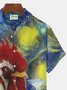 Royaura Art Abstract Rooster Print Beach Men's Hawaiian Oversized Short Sleeve Shirt with Pockets