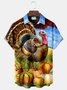 Royaura Thanksgiving Turkey Squash Print Men's Hawaiian Oversized Shirt with Pockets