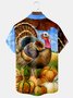 Royaura Thanksgiving Turkey Squash Print Men's Hawaiian Oversized Shirt with Pockets