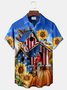 Royaura Parrot Pumpkin Print Men's Hawaiian Oversized Shirt with Pockets