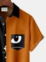 Royaura Halloween Cat Color Print Beach Men's Hawaiian Oversized Shirt with Pockets