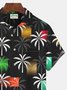 Royaura Vintage Coconut Tree Print Beach Men's Hawaiian Oversized Short Sleeve Shirt with Pockets