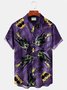 Royaura Halloween Holiday Purple Men's Hawaiian Shirts Black Witch Cartoon Stretch Plus Size Aloha Camp Shirts