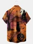 Royaura Halloween Holiday Orange Men's Hawaiian Shirts Black Cat Cartoon Stretch Plus Size Aloha Camp Shirts