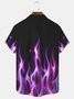 Royaura Vintage Flame Halloween Print Beach Men's Hawaiian Oversized Short Sleeve Shirt with Pockets