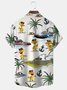Royaura Funny Duck Print Beach Men's Hawaiian Oversized Short Sleeve Shirt with Pockets