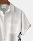Royaura Basic Geometry Print Men's Hawaiian Oversized Shirt with Pockets