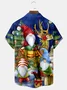 Royaura Happy Holiday Gnomes Print  Men's Hawaiian Oversized Shirt with Pockets