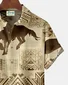 Royaura Cowboy Horse Brown Print Men's Hawaiian Oversized Shirt with Pockets