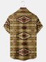 Royaura Vintage Aztec Geometry Print  Men's Hawaiian Oversized Shirt with Pockets