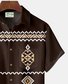Royaura Ethnic Geometrical Print  Men's Hawaiian Oversized Shirt with Pockets