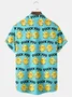 Royaura Duck Letters Print  Men's Hawaiian Oversized Shirt with Pockets