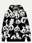 Royaura Fun Animal Men's Black Hoodies Panda Cartoon Plus Size Knit Pullover Sweatshirts