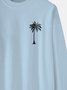 RoyauraHawaiian Coconut Tree Print Men's Round Neck Long Sleeve Sweatshirt
