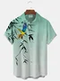Royaura Hawaiian Gradient Plant Leaf Parrot Print Men's Button Pocket Short Sleeve Shirt