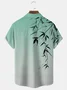 Royaura Hawaiian Gradient Plant Leaf Parrot Print Men's Button Pocket Short Sleeve Shirt