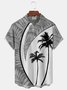 Royaura Hawaiian Coconut Tree Print Men's Button Pocket Short Sleeve Shirt