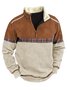 Royaura Casual Color Contrast Warm Zipper Men's Outdoor Stand Collar Sweater