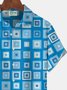 Royaura Hawaiian Geometric Print Men's Button Pocket Short Sleeve Shirt