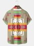 Royaura Retro Geometry Print Beach Men's Hawaiian Oversized Shirt with Pockets