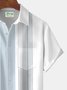Royaura Contrasting lines Printed  Men's Hawaiian Oversized Shirt with Pockets