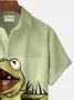 Royaura Fun Frog Playing Music Print Beach Men's Hawaiian Oversized Shirt with Pockets