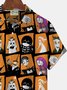 Royaura Cartoon Halloween Print Men's Button Pocket Short Sleeve Shirt