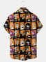 Royaura Cartoon Halloween Print Men's Button Pocket Short Sleeve Shirt