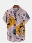Royaura Music Note Print Men's Button Pocket Short Sleeve Shirt