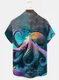 Royaura Hawaiian Octopus Print Men's Button Pocket Shirt