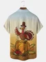 Royaura Thanksgiving Turkey Print Men's Button Pocket Shirt